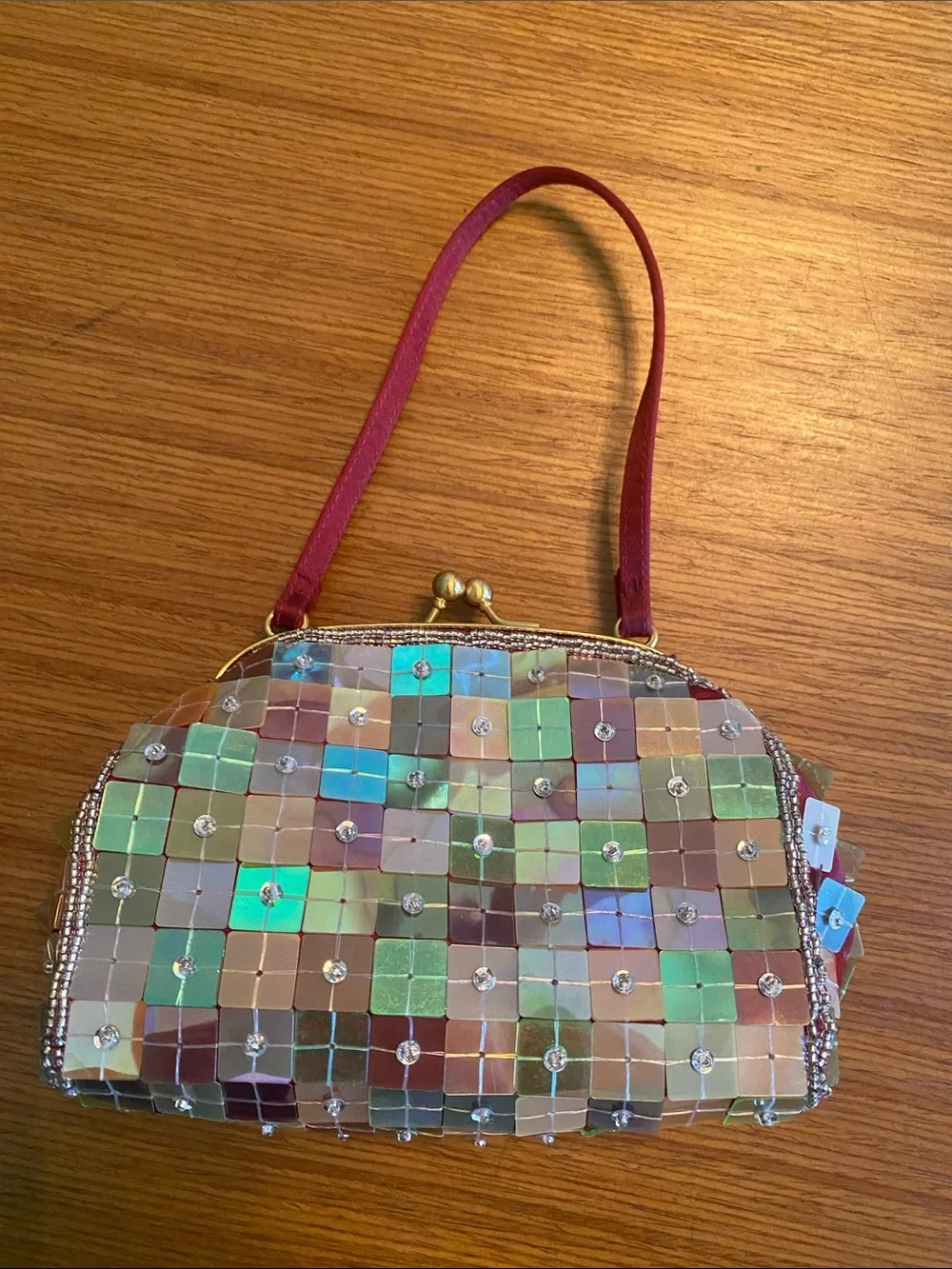 Vintage Iridescent Sequin Bead Mini Bag Kisslock